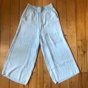 Flowy Light Blue Wide-Leg Cropped Pants, Size Small